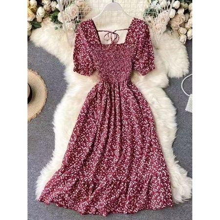 Sweet French Retro High Waist Slim Women's Dress